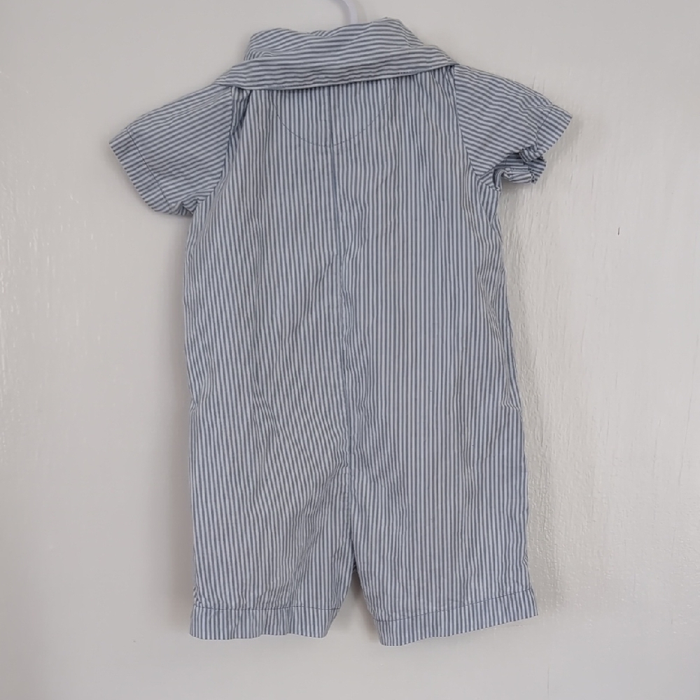 Striped Baby Romper with Bear Pocket - Picture 4 of 4